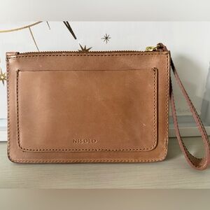 Nisolo Go To Wristlet in Almond